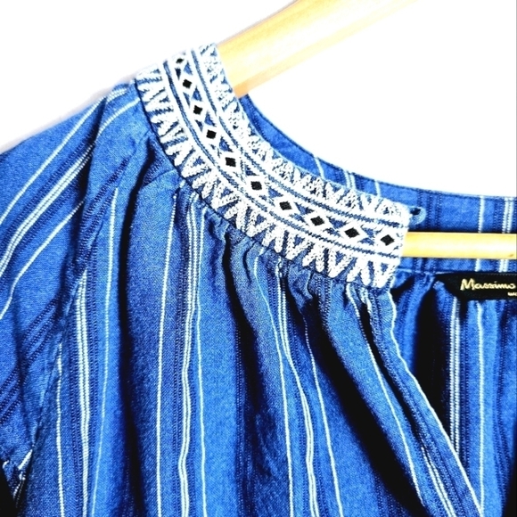 Massimo Dutti Striped Cotton Blend Embroidery Women's Blouse Size S - Picture 6 of 6